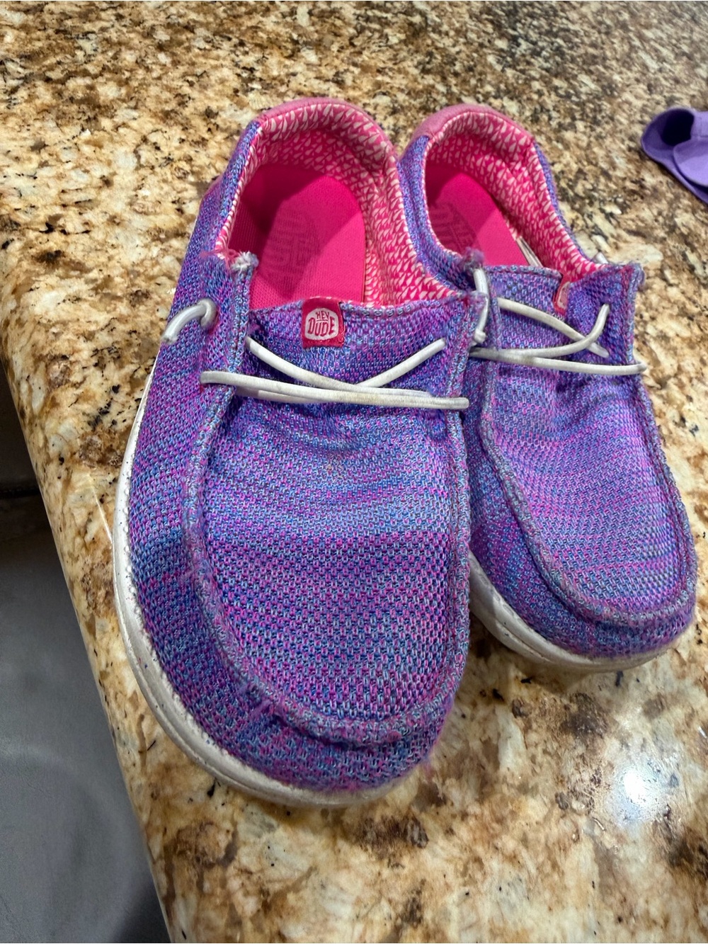 Hey Dude Kids Purple & Pink Knit Slip-On Shoes